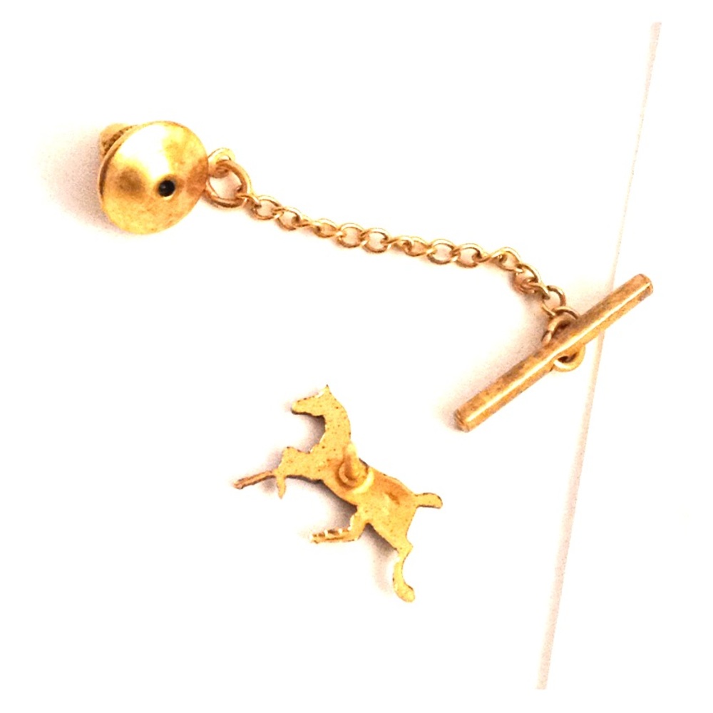 Vintage Horse Tie Tack, Gold Tone Pin - Picture 3 of 4